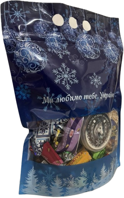 Солодкі подарунки "З Новим роком, Україно»" в пластиковій сумці , АЛЬФА-БОГУСЛАВ, 690 г
